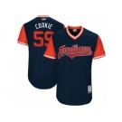 Men's 2017 Little League World Series Indians Carlos Carrasco #59 Cookie Navy Jersey