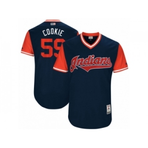 Men's 2017 Little League World Series Indians Carlos Carrasco #59 Cookie Navy Jersey