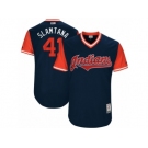 Men's 2017 Little League World Series Indians Carlos Santana #41 Slamtana Navy Jersey