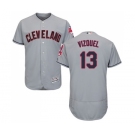 Men's Cleveland Indians #13 Omar Vizquel Grey Road Flex Base Authentic Collection Baseball Jersey