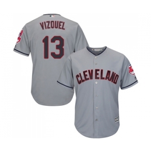 Men's Cleveland Indians #13 Omar Vizquel Replica Grey Road Cool Base Baseball Jersey