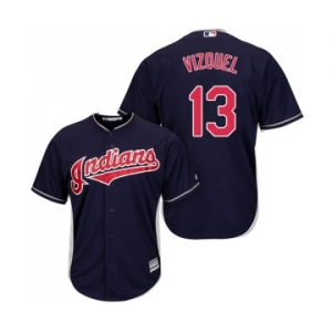 Men's Cleveland Indians #13 Omar Vizquel Replica Navy Blue Alternate 1 Cool Base Baseball Jersey