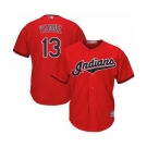 Men's Cleveland Indians #13 Omar Vizquel Replica Scarlet Alternate 2 Cool Base Baseball Jersey