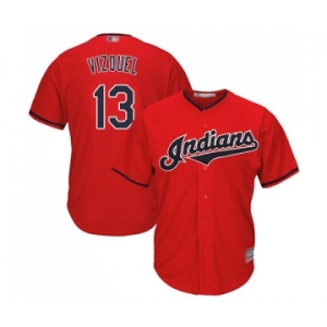 Men's Cleveland Indians #13 Omar Vizquel Replica Scarlet Alternate 2 Cool Base Baseball Jersey