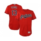 Men's Cleveland Indians #13 Omar Vizquel Scarlet Alternate Flex Base Authentic Collection Baseball Jersey