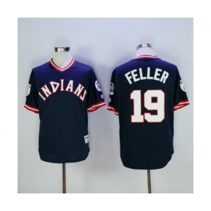 Men's Cleveland Indians #19 Bob Feller Majestic Navy Authentic 1976 Turn Back the Clock Player Jersey