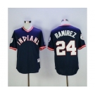 Men's Cleveland Indians #24 Manny Ramirez Majestic Navy Authentic 1976 Turn Back the Clock Player Jersey