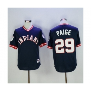 Men's Cleveland Indians #29 Satchel Paige Majestic Navy Authentic 1976 Turn Back the Clock Player Jersey