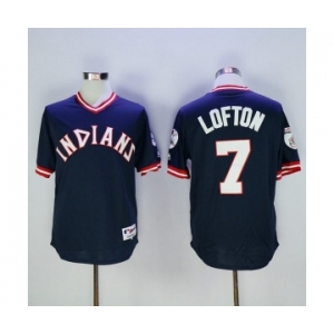 Men's Cleveland Indians #7 Kenny Lofton Majestic Navy Blue Authentic 1976 Turn Back the Clock Player Jersey