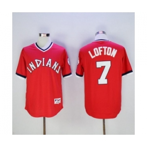 Men's Cleveland Indians #7 Kenny Lofton Majestic Red Authentic 1976 Turn Back the Clock Player Jersey