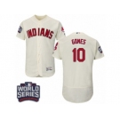 Men's Majestic Cleveland Indians #10 Yan Gomes Cream 2016 World Series Bound Flexbase Authentic Collection MLB Jersey