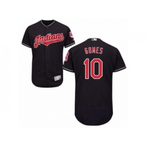 Men's Majestic Cleveland Indians #10 Yan Gomes Navy Blue Flexbase Authentic Collection MLB Jersey