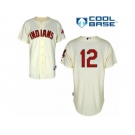 Men's Majestic Cleveland Indians #12 Francisco Lindor Authentic Cream Alternate 2 Cool Base MLB Jersey