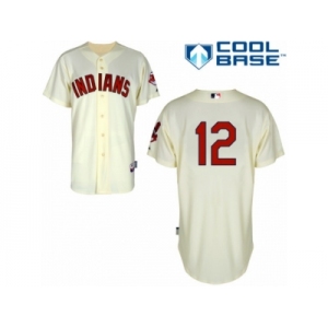 Men's Majestic Cleveland Indians #12 Francisco Lindor Authentic Cream Alternate 2 Cool Base MLB Jersey