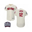 Men's Majestic Cleveland Indians #12 Francisco Lindor Cream 2016 World Series Bound Flexbase Authentic Collection MLB Jersey