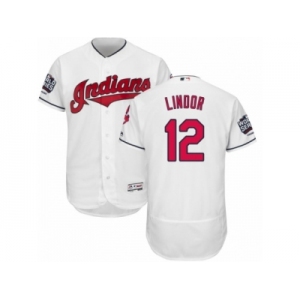 Men's Majestic Cleveland Indians #12 Francisco Lindor White 2016 World Series Bound Flexbase Authentic Collection MLB Jersey