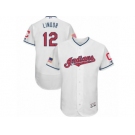 Men's Majestic Cleveland Indians #12 Francisco Lindor White Stars & Stripes Authentic Collection Flex Base MLB Jersey