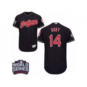 Men's Majestic Cleveland Indians #14 Larry Doby Navy Blue 2016 World Series Bound Flexbase Authentic Collection MLB Jersey