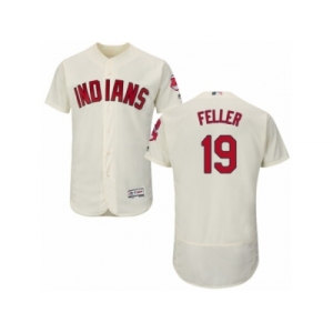 Men's Majestic Cleveland Indians #19 Bob Feller Cream Flexbase Authentic Collection MLB Jersey