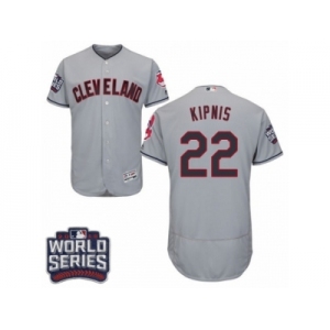 Men's Majestic Cleveland Indians #22 Jason Kipnis Grey 2016 World Series Bound Flexbase Authentic Collection MLB Jersey