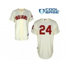 Men's Majestic Cleveland Indians #24 Manny Ramirez Authentic Cream Alternate 2 Cool Base MLB Jersey