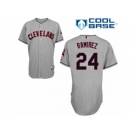 Men's Majestic Cleveland Indians #24 Manny Ramirez Authentic Grey Road Cool Base MLB Jersey