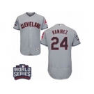 Men's Majestic Cleveland Indians #24 Manny Ramirez Grey 2016 World Series Bound Flexbase Authentic Collection MLB Jersey