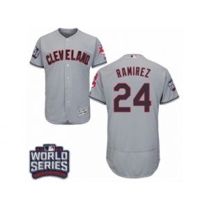 Men's Majestic Cleveland Indians #24 Manny Ramirez Grey 2016 World Series Bound Flexbase Authentic Collection MLB Jersey