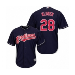 Men's Majestic Cleveland Indians #28 Corey Kluber Authentic Navy Blue Alternate Cool Base MLB Jersey