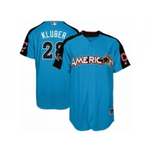 Men's Majestic Cleveland Indians #28 Corey Kluber Replica Blue American League 2017 MLB All-Star MLB Jersey