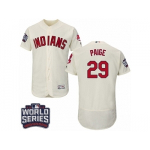 Men's Majestic Cleveland Indians #29 Satchel Paige Cream 2016 World Series Bound Flexbase Authentic Collection MLB Jersey