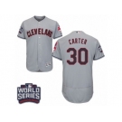 Men's Majestic Cleveland Indians #30 Joe Carter Grey 2016 World Series Bound Flexbase Authentic Collection MLB Jersey