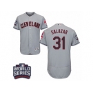 Men's Majestic Cleveland Indians #31 Danny Salazar Grey 2016 World Series Bound Flexbase Authentic Collection MLB Jersey