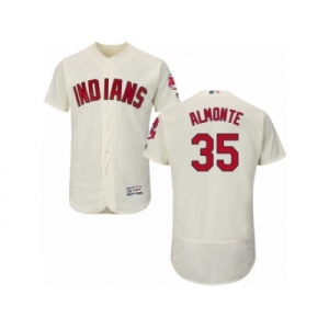 Men's Majestic Cleveland Indians #35 Abraham Almonte Cream Flexbase Authentic Collection MLB Jersey