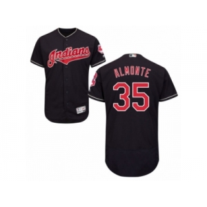 Men's Majestic Cleveland Indians #35 Abraham Almonte Navy Blue Flexbase Authentic Collection MLB Jersey