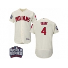 Men's Majestic Cleveland Indians #4 Juan Uribe Cream 2016 World Series Bound Flexbase Authentic Collection MLB Jersey