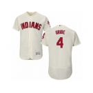 Men's Majestic Cleveland Indians #4 Juan Uribe Cream Flexbase Authentic Collection MLB Jersey