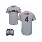 Men's Majestic Cleveland Indians #4 Juan Uribe Grey 2016 World Series Bound Flexbase Authentic Collection MLB Jersey