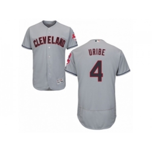 Men's Majestic Cleveland Indians #4 Juan Uribe Grey Flexbase Authentic Collection MLB Jersey