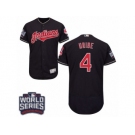 Men's Majestic Cleveland Indians #4 Juan Uribe Navy Blue 2016 World Series Bound Flexbase Authentic Collection MLB Jersey