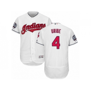 Men's Majestic Cleveland Indians #4 Juan Uribe White 2016 World Series Bound Flexbase Authentic Collection MLB Jersey