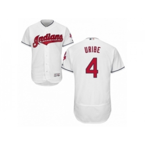 Men's Majestic Cleveland Indians #4 Juan Uribe White Flexbase Authentic Collection MLB Jersey