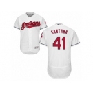 Men's Majestic Cleveland Indians #41 Carlos Santana White Flexbase Authentic Collection MLB Jersey