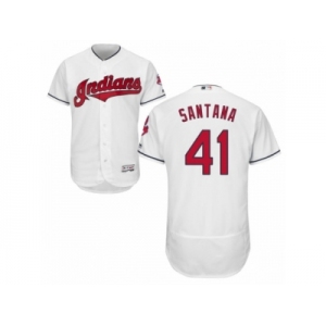 Men's Majestic Cleveland Indians #41 Carlos Santana White Flexbase Authentic Collection MLB Jersey