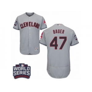 Men's Majestic Cleveland Indians #47 Trevor Bauer Grey 2016 World Series Bound Flexbase Authentic Collection MLB Jersey