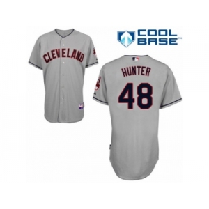 Men's Majestic Cleveland Indians #48 Tommy Hunter Replica Grey Road Cool Base MLB Jersey