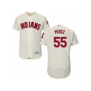 Men's Majestic Cleveland Indians #55 Roberto Perez Cream Flexbase Authentic Collection MLB Jersey