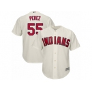 Men's Majestic Cleveland Indians #55 Roberto Perez Replica Cream Alternate 2 Cool Base MLB Jersey