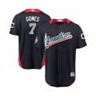 Men's Majestic Cleveland Indians #7 Yan Gomes Game Navy Blue American League 2018 MLB All-Star MLB Jersey