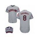 Men's Majestic Cleveland Indians #8 Lonnie Chisenhall Grey 2016 World Series Bound Flexbase Authentic Collection MLB Jersey